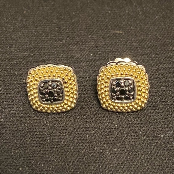 LAGOS Jewelry Lagos Caviar Lux Gold Caviar Square Black Stonesstud